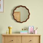 Round Wavy Wood Wall Mirror