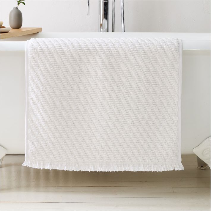 Diagonal Ribbed Bath Mat - 21x34, White