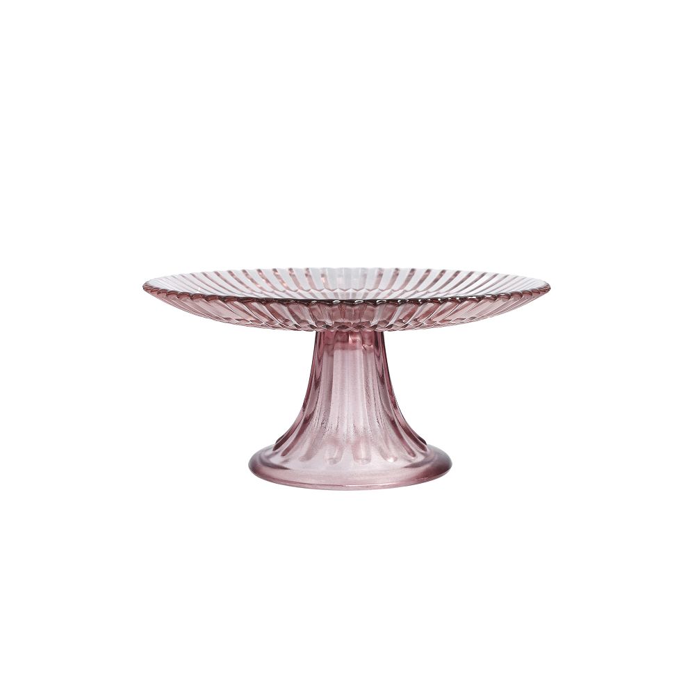 Archie Pink Glass Mini Cake Stand 8.25"