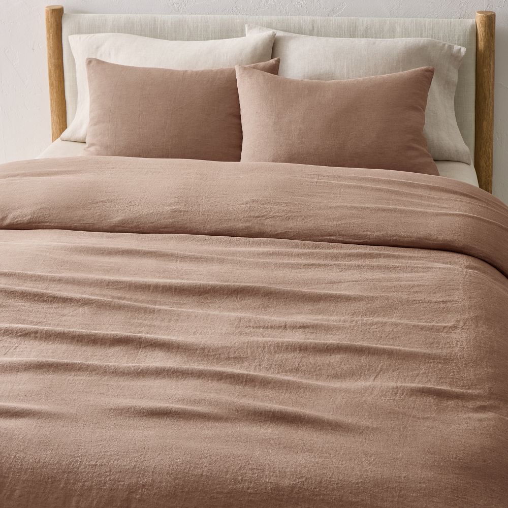 European Flax Linen Duvet Cover & Shams - King/Cal.King, Mulberry