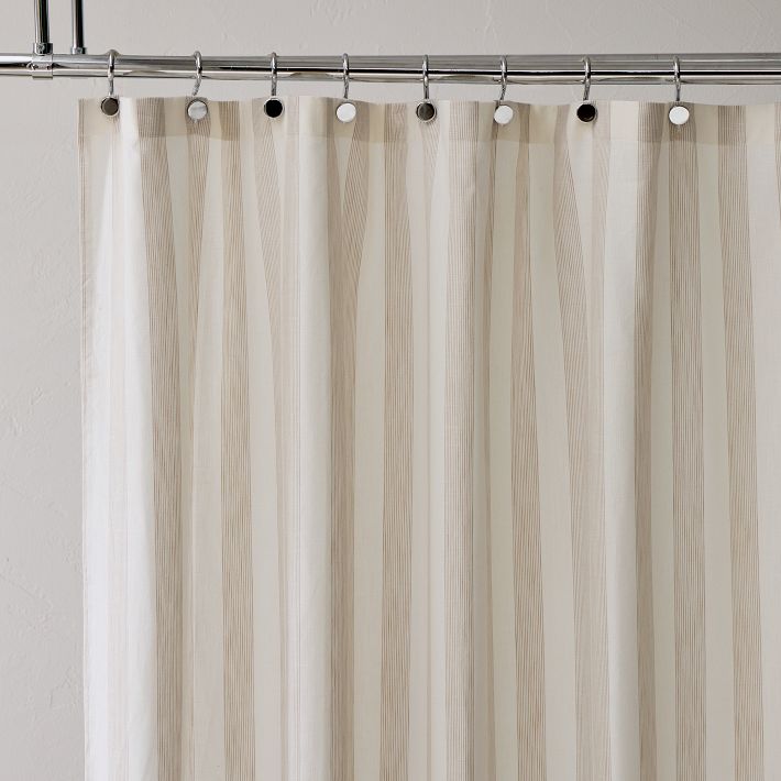 Cotton Linen Stripe Shower Curtain