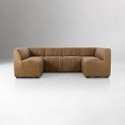 Anniina Channeled U-Shaped Leather Dining Banquette (106"&ndash;120")