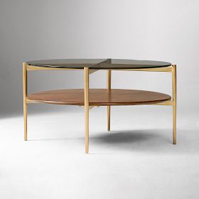 Mid-Century Art Display Round Coffee Table Modern Living Room