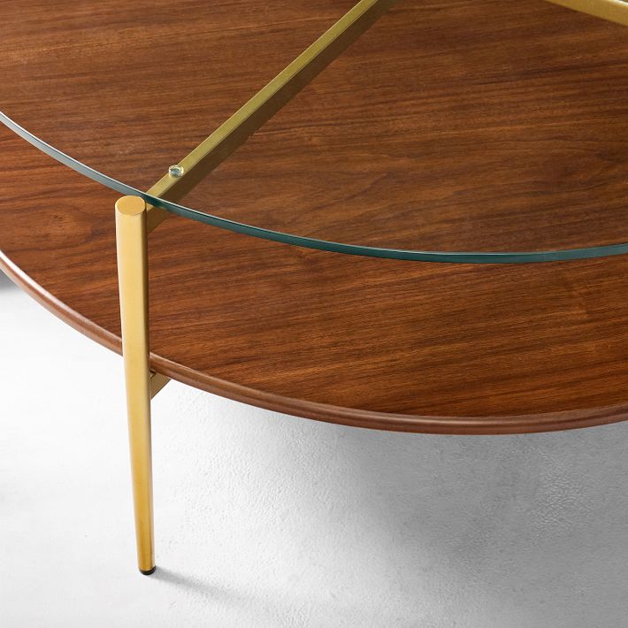 Mid-Century Art Display Round Coffee Table Modern Living Room