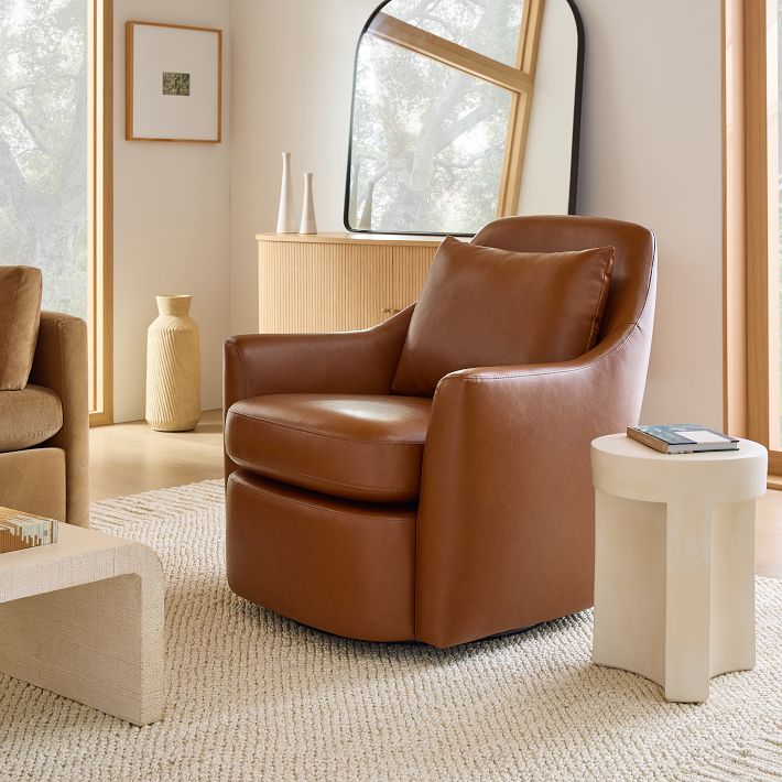 Dallas Leather Swivel Chair West Elm