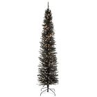 Pre-Lit Faux Black Tinsel Slim Christmas Tree
