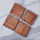 Scalloped Wood Square Coasters (Set of 4)