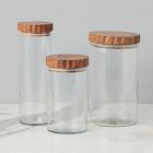 Scalloped Wood &amp; Glass Canisters