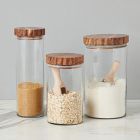 Scalloped Wood &amp; Glass Canisters