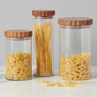 Scalloped Wood &amp; Glass Canisters