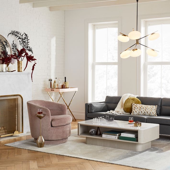 モダン楕円形ガラス座卓　コーヒーテーブル　west elm Panorama Coffee Table | Modern Living Room Furniture | West Elm