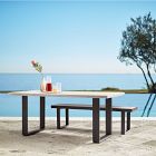 Portside Aluminum Concrete Outdoor Dining Table (72") &amp; Benches Set