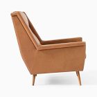 Carlo High-Back Leather Mid-Century Chair - Wood Legs