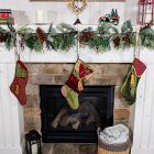 Mantel Garland &amp; Christmas Stocking Holder (Set of 3) - White