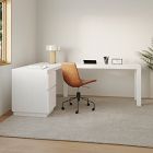 Parsons L-Shaped File Cabinet Desk &amp; Slope Office Chair Set