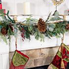 Mantel Garland &amp; Christmas Stocking Holder (Set of 2) - Gold