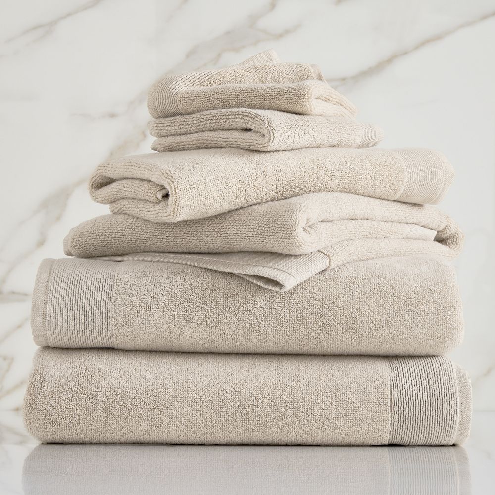 Plush Fibrosoft™ Towel Sets - Sand, Set of 6 - (2 Towel, 2 Hand Towel, 2 Washcloth)