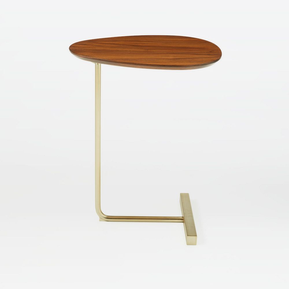 Charley C-Side Table (19") - Walnut, Antique Brass
