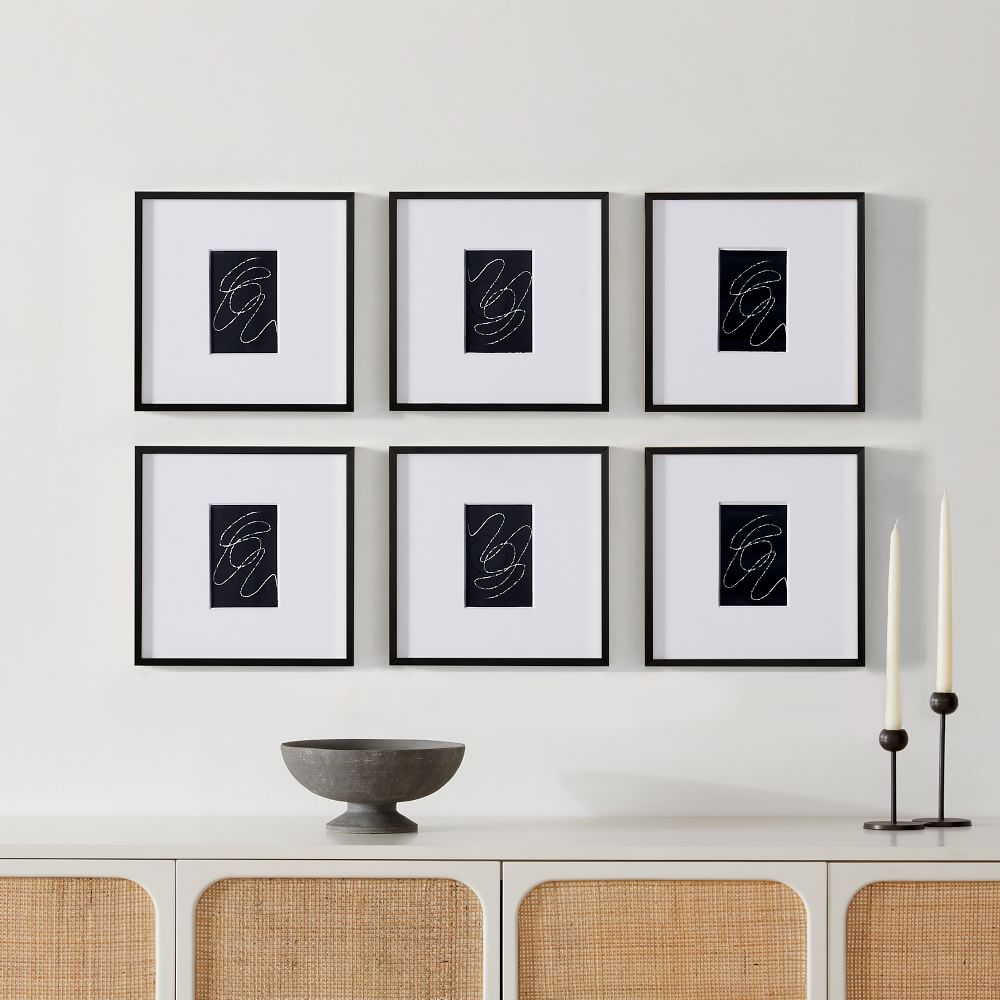 Multi-Mat Gallery Frames - 12x12 - Black Powder Coated, 12x12, Set of 6