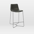 Chip & Dent: Slope Counter Stool, Halo Leather, Slate, Powder Coated Iron