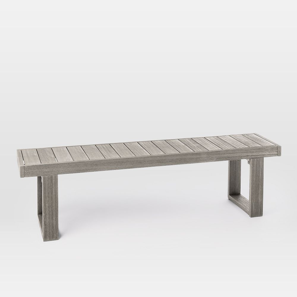 Portside Outdoor Dining Bench - 66", Weathered Gray