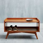 Open Box: Mid Century Shoe Rack, Acorn/Antique Brass