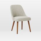 Chip & Dent: Mid Century Upholstered Dining Chair, Yarn Dyed Linen Weave, Pearl Gray, Acorn