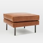 Chip & Dent: Axel 28.5" Ottoman, Saddle Leather, Nut, Metal