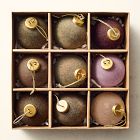 Medium Flocked Ball Ornaments (Set of 9) - Warm Tones