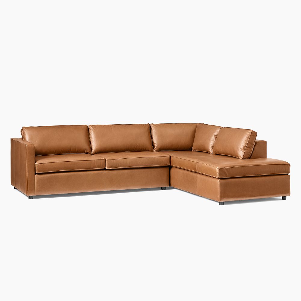 Harris Leather 2-Piece Sleeper Sectional w/ Bumper Chaise (111") | West Elm