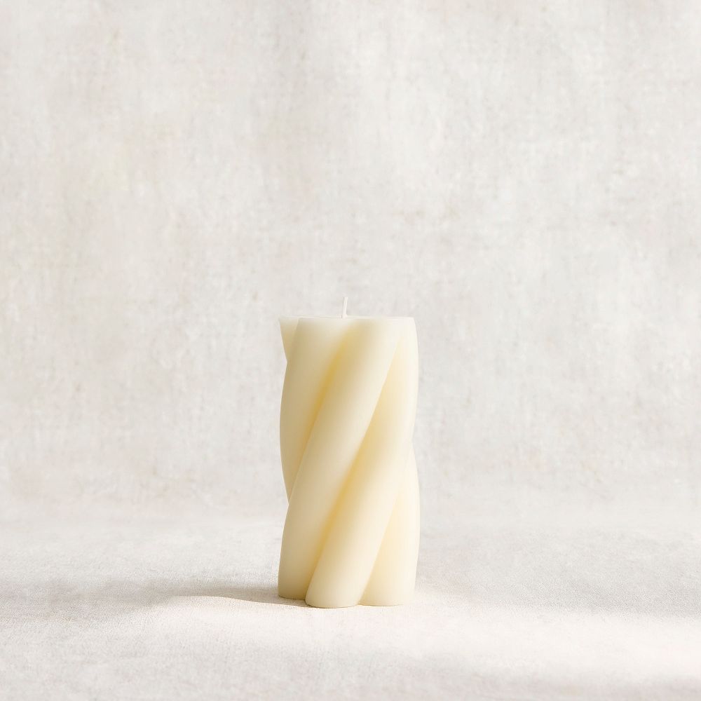 Signature Wax Twist Pillar Candles - Twist Pillar, Ivory, 3X6