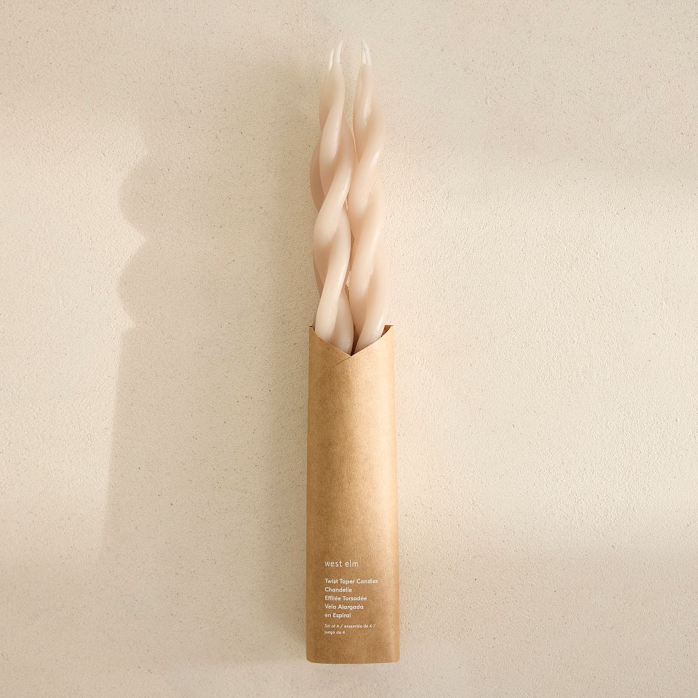 Signature Wax Twist Taper Candles (Set of 4) - Twist Tapers, Taupe, Set of 4
