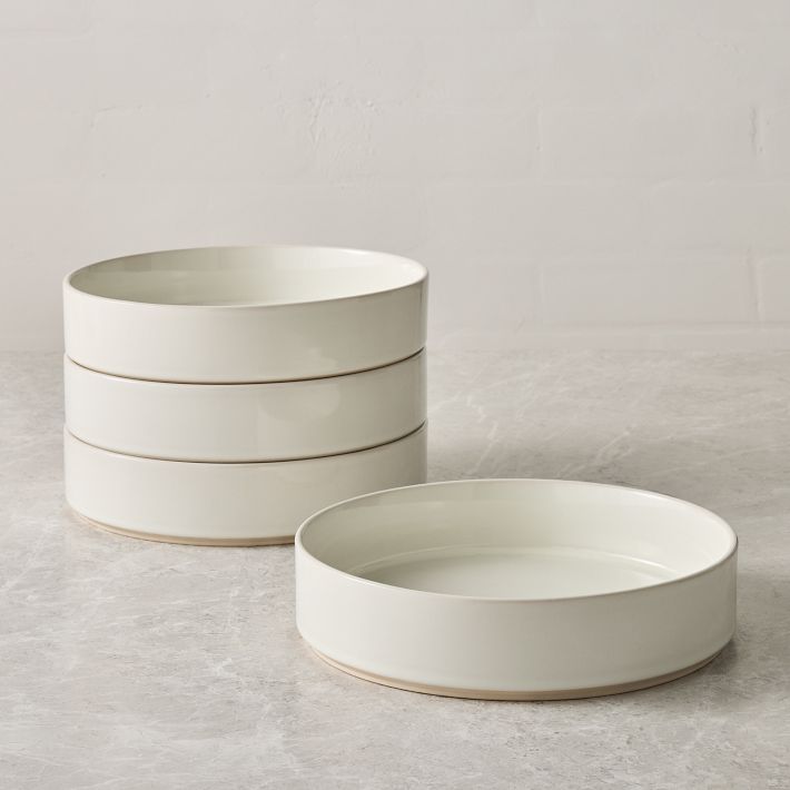 Straight-Sided Stoneware Pasta Bowl Sets - White, Set of 8