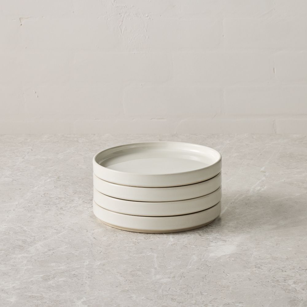 Straight-Sided Stoneware Appetizer Plate Sets - White, Set of 4