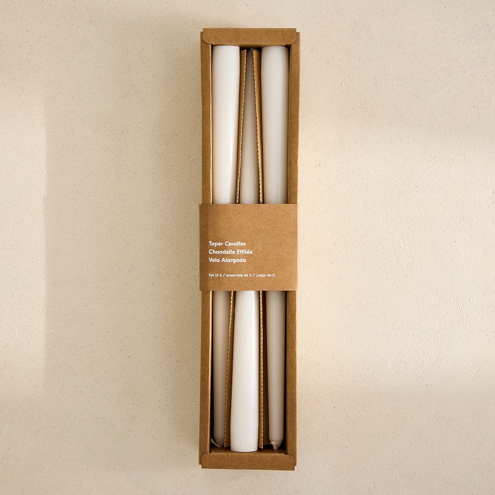 Signature Wax Taper Candles (Set of 6) - Basic Tapers, White, Set of 6