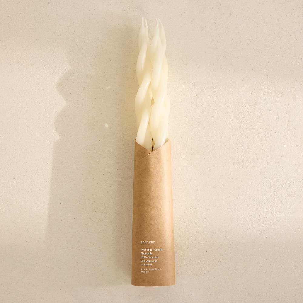 Signature Wax Twist Taper Candles (Set of 4) - Twist Tapers, Ivory, Set of 4