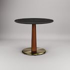 Claire Restaurant Dining Table - Porcelain w/ Protective Metal Bumper - Round