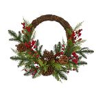 Faux Pine &amp; Cedar Pine Cones Wreath