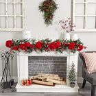 Faux Red Hydrangea Christmas Garland