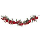 Faux Red Hydrangea Christmas Garland