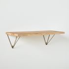 Linear Raw Mango Wood Wall Shelves with Prism Brackets