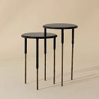 Marble &amp; Wrought Iron Nesting Side Tables (15")