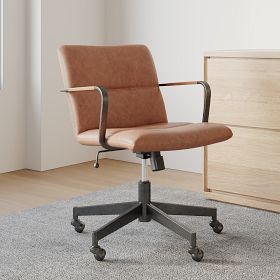 Cooper Mid-Century Leather Swivel Office Chair West Elm