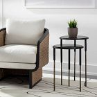 Marble &amp; Wrought Iron Nesting Side Tables (15")