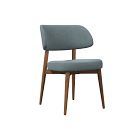 Chip & Dent: Hyde Dining Chair, Poly, Performance Distressed Velvet, Ocean, Cool Walnut