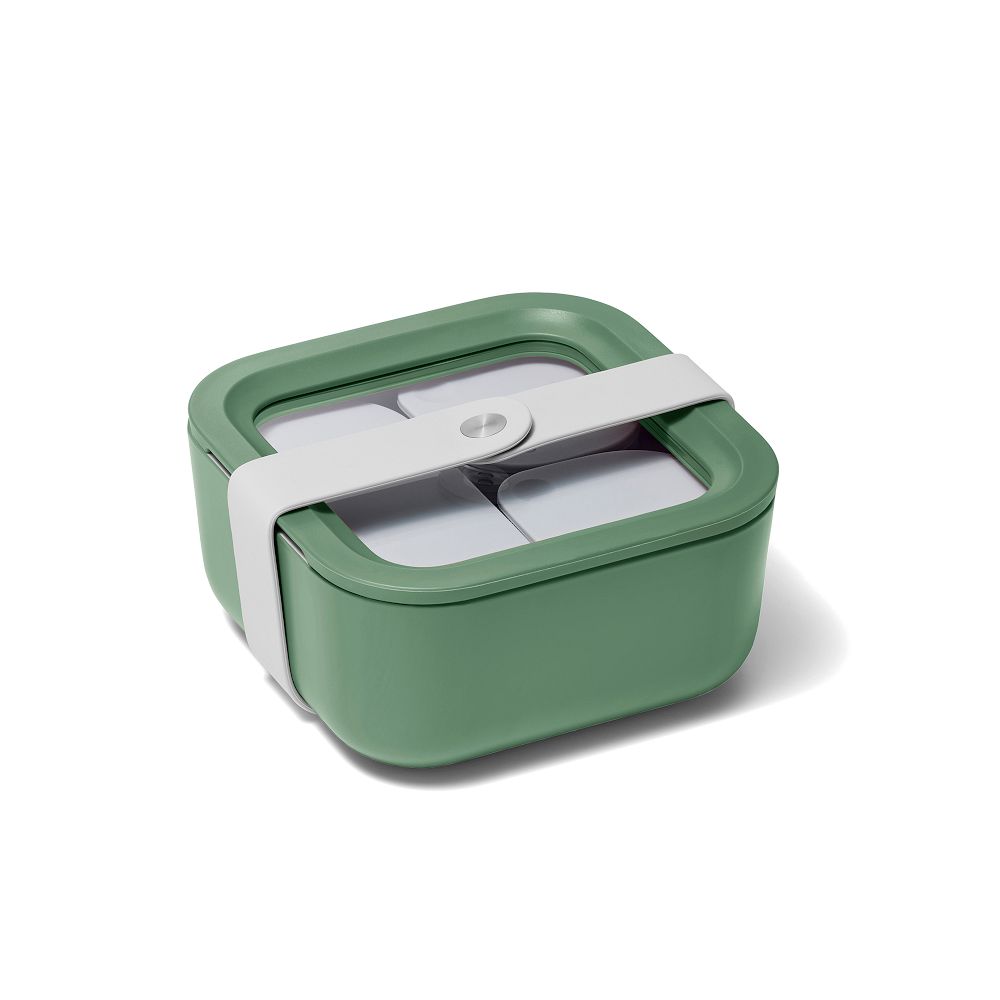 Caraway Square Glass Food Container w/ Lid - Sage