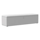 Open Box: Emmett Upholstered Storage King Bench 74 Inch x 18 Inch Poly Performance Twill Frost Gray Cool Walnut