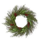 Faux Cedar &amp; Ruscus w/ Berries Wreath