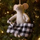 Felt Drinking Mice Ornaments