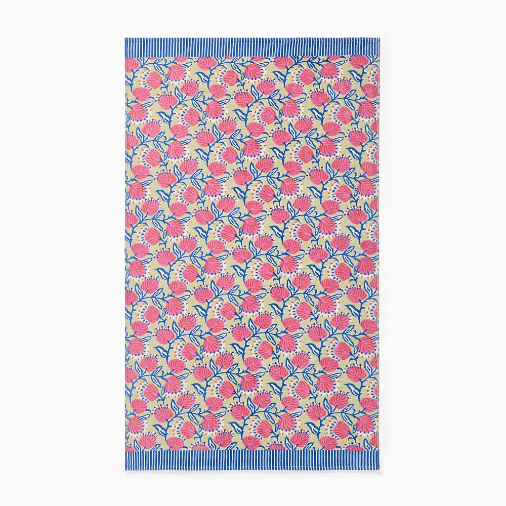 Vine Floral Beach Towel - 40x70, Fog Green